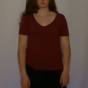 Old Navy Maroon V-Neck T-Shirt